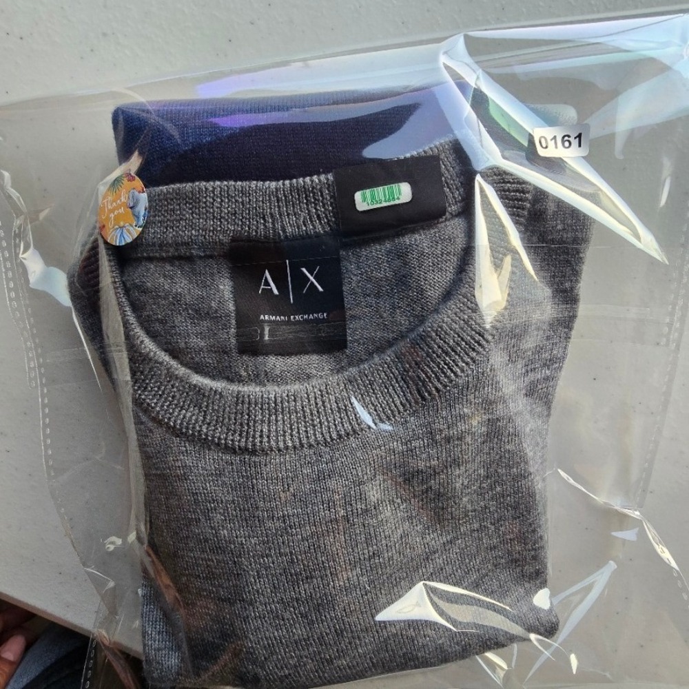 Armani Exchange Mens Colorblock Wool Blend Crewneck Sweater Grey Blue XS 6YZM2R - Picture 7 of 16